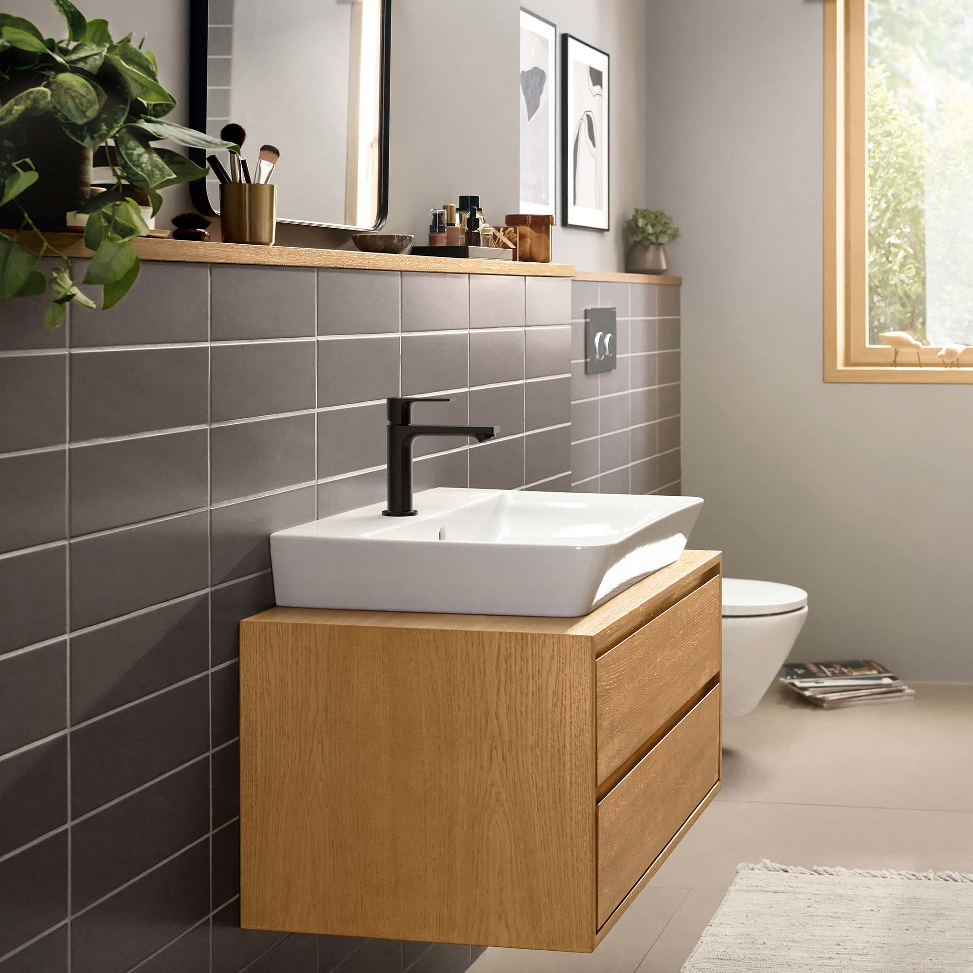 Tvättställsblandare Hansgrohe Rebris E 1-grepps 110 CoolStart med Lyftventil