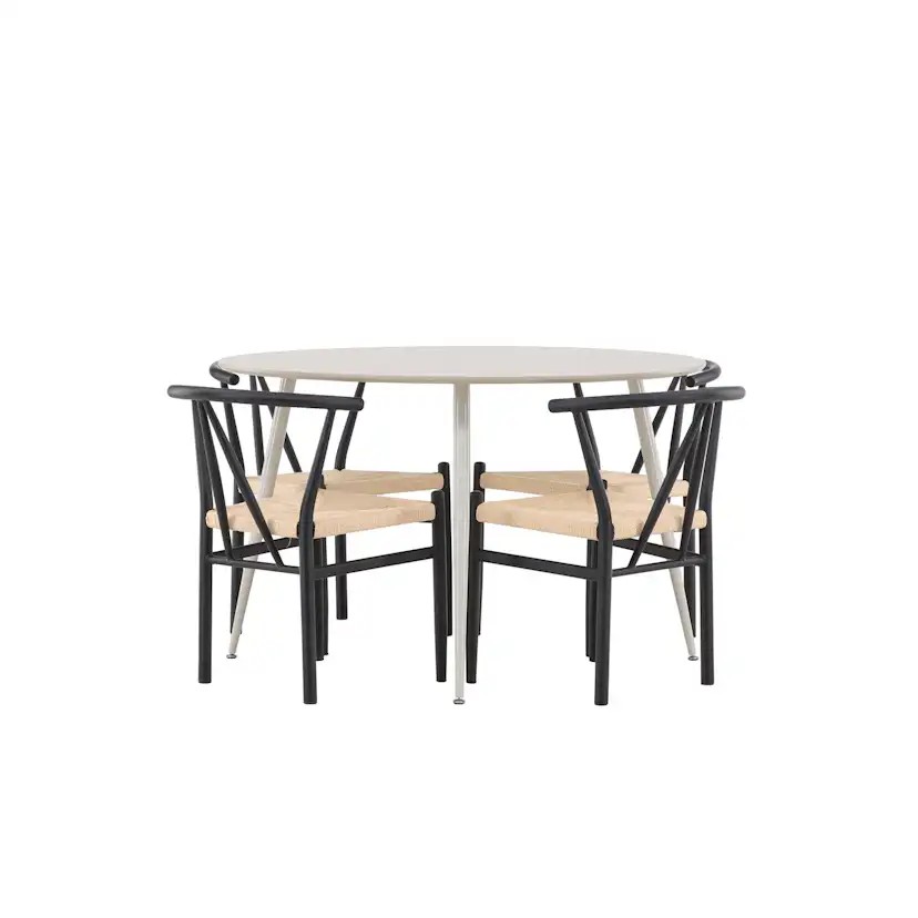 Plaza Dining Table with Alfons Dining Chair Beige/Svart