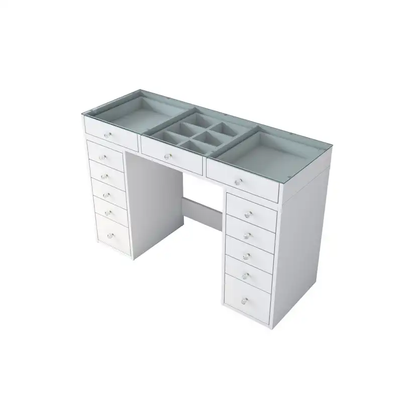 Sminkbord Scandinavian Choice Ramender med Förvaring & Bordsskiva i Glas 120cm