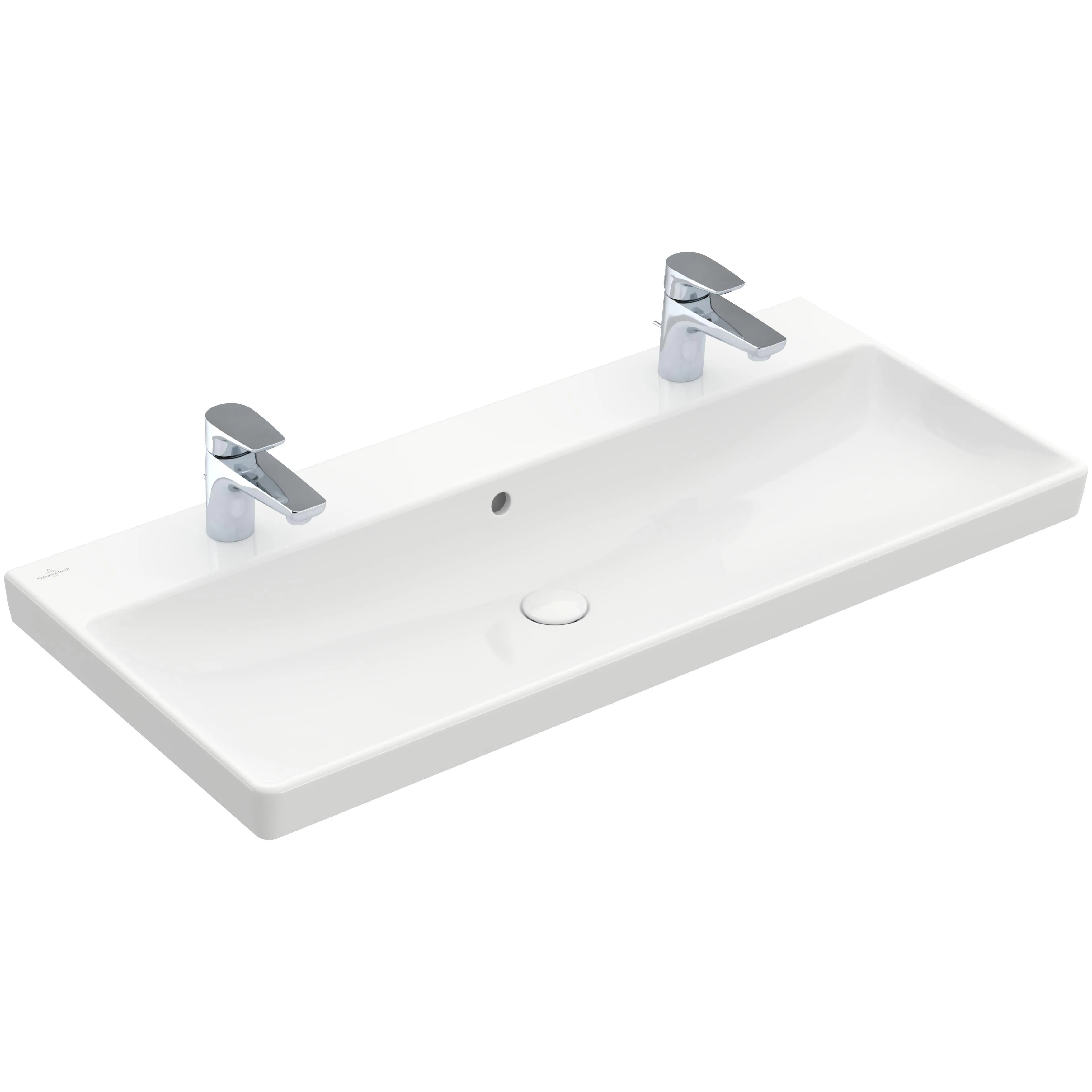 Tvättställ villeroy & Boch Avento 4156A4R1 Vit Alpin CeramicPlus, Med Bräddavlopp, 1000 mm, Med 2 Blandarhål, för Två Enhålsblandare