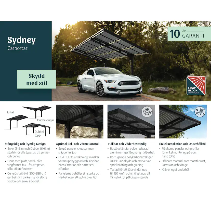 Carport Canopia by Palram Sydney Wave 3X6 m Svart i Metall