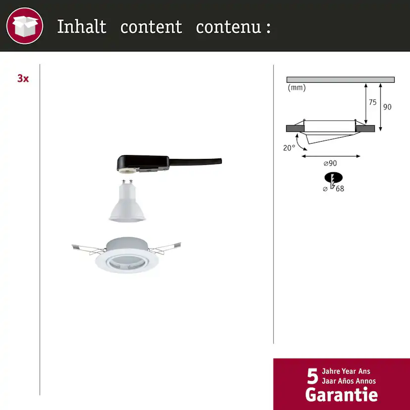 Downlight Paulmann Base inkl. GU10