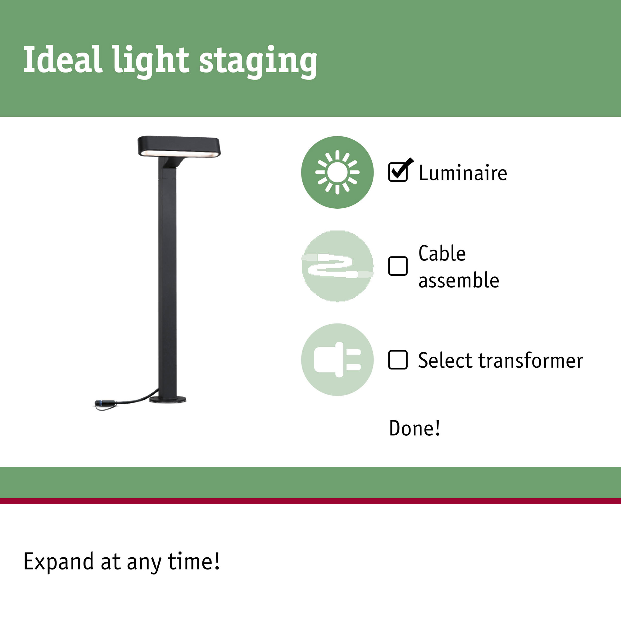 Pollare LED Paulmann Ito Plug & Shine IP65 24V Design: Horisontell justering
