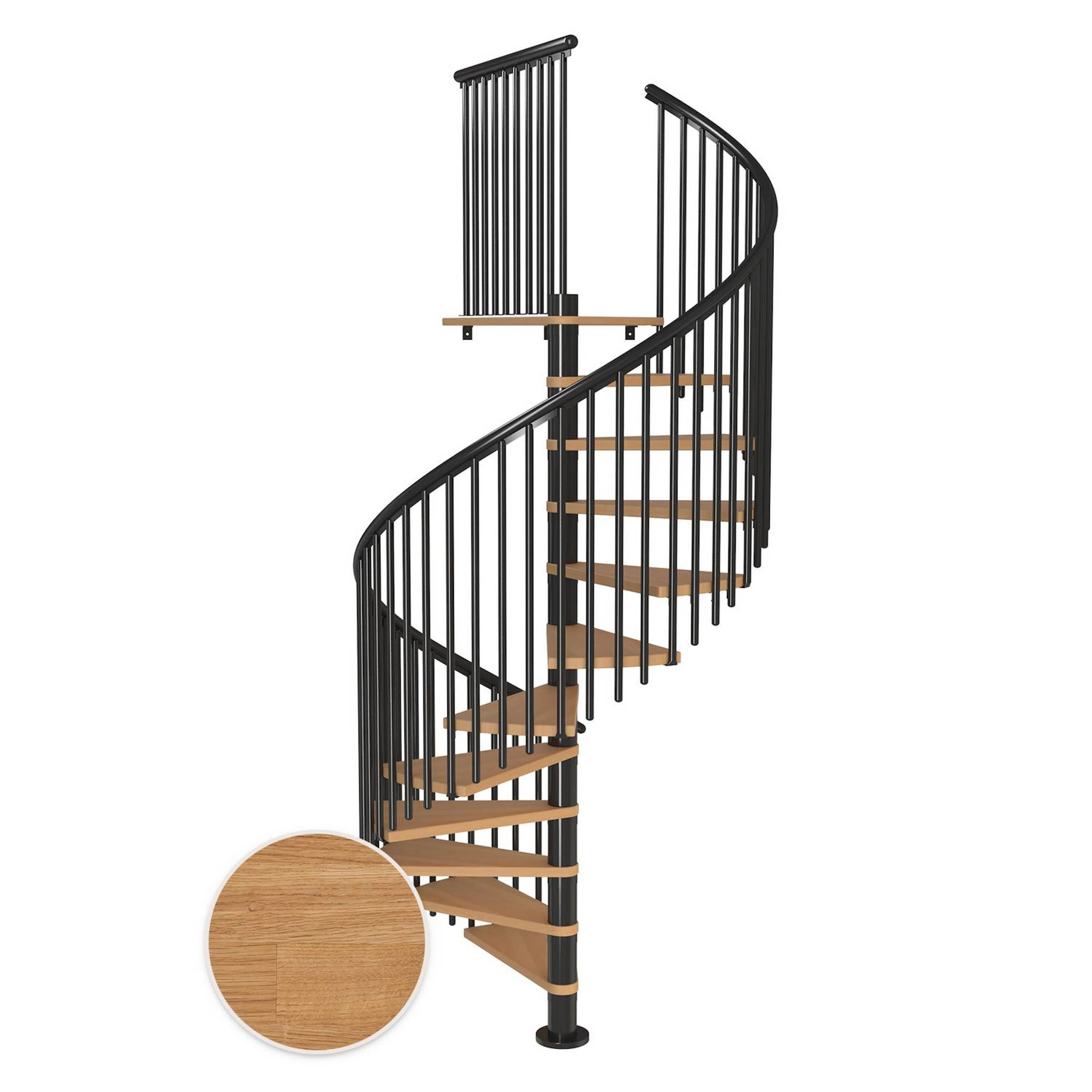 MONTREAL spiral ek oljad antracit CLASSIC5 14T Ø160 Antracit, Golv till golv höjd: 3120-3570 mm, 14+1 steg