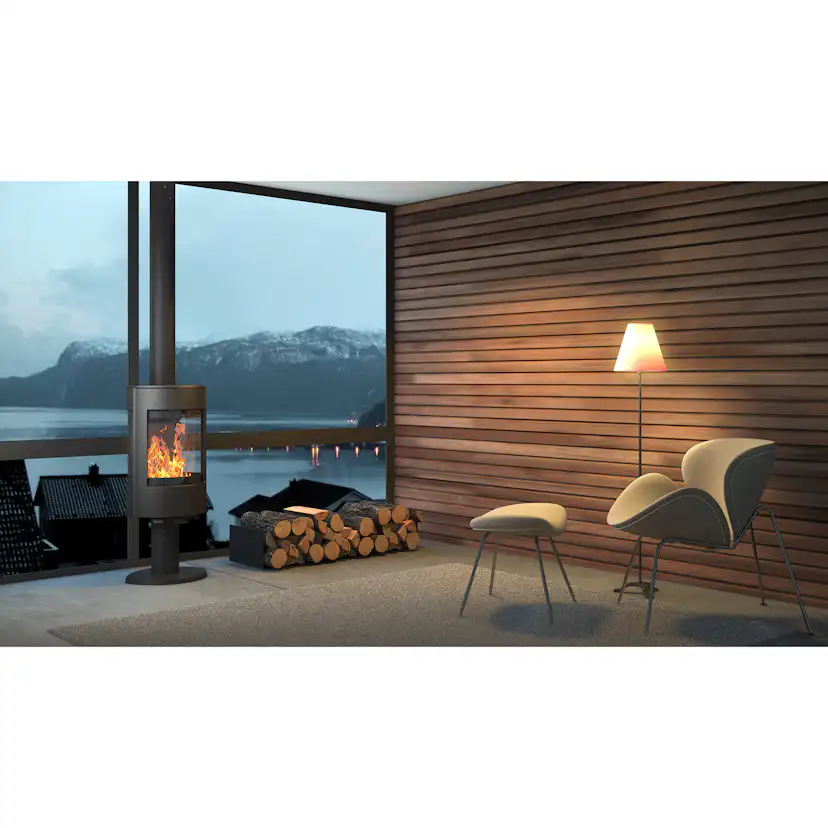 Vedkamin på Pelare Dovre Astro 4 Svart - Modern Braskamin