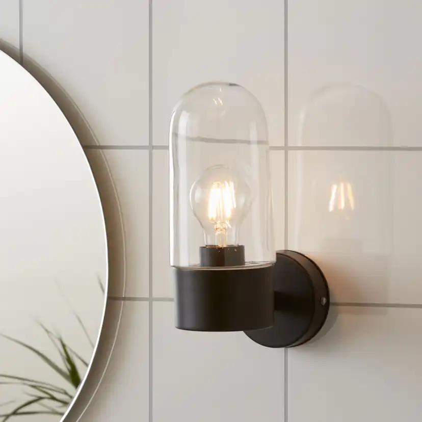 ZEN Vägg 1L Svart/Klar IP44 Svart/Klar