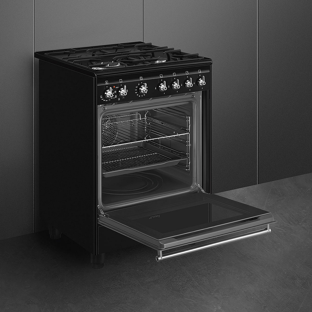 Gasspis Smeg Concerto CX61GMBL Svart med Mångsidig och Elektrisk Ugn