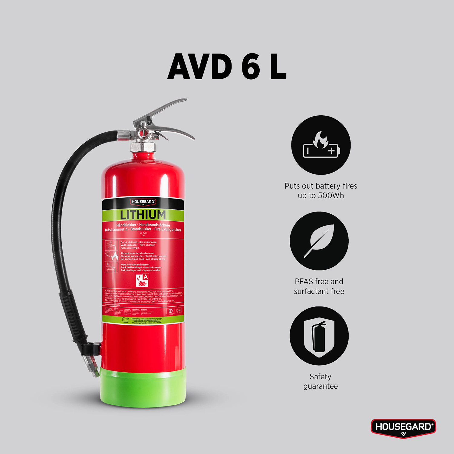 Brandsläckare Housegard AVD 6 L, LITHEX6