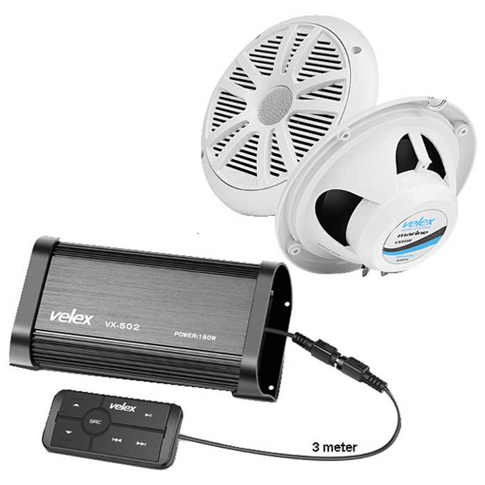 Marinhögtalare Velex Marine Högtalarset med kontroll och bluetooth