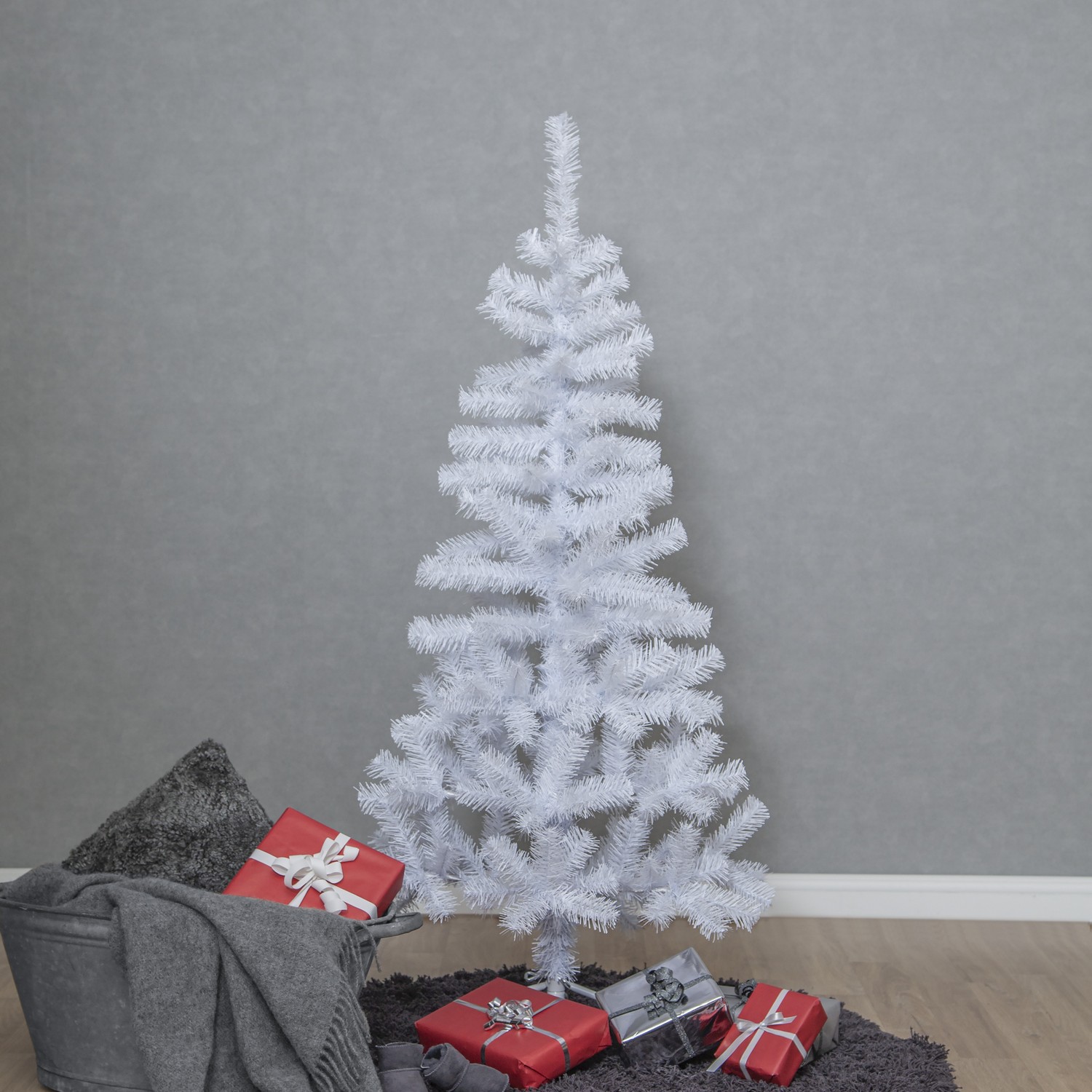 Julgran med LED Alvik 150cm vit Vit, Höjd: 1500 mm