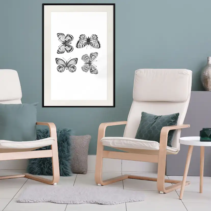 Poster Artgeist Affisch Four Butterflies