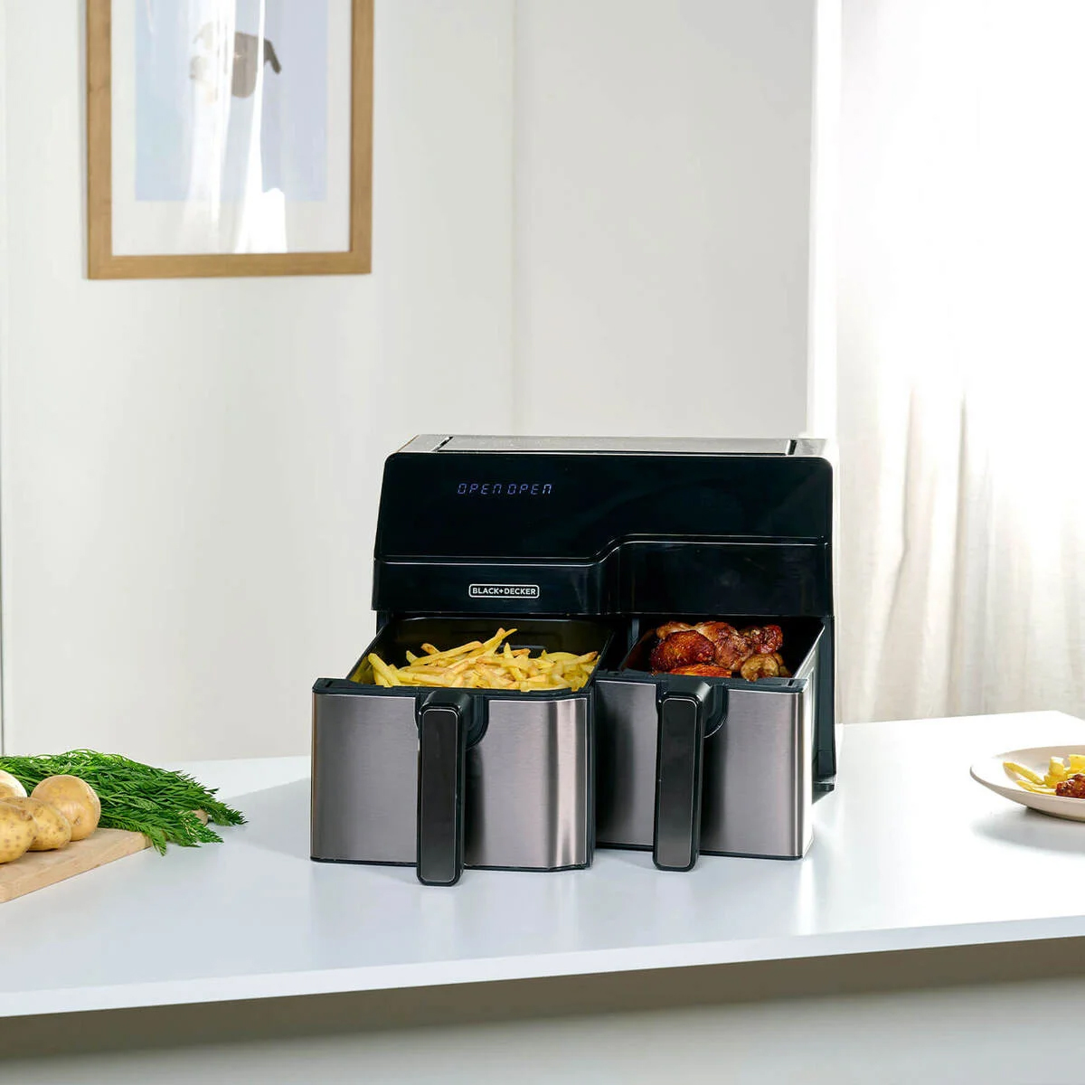 Air Fryer BLACK+DECKER Dual Basket 2500W Fritös