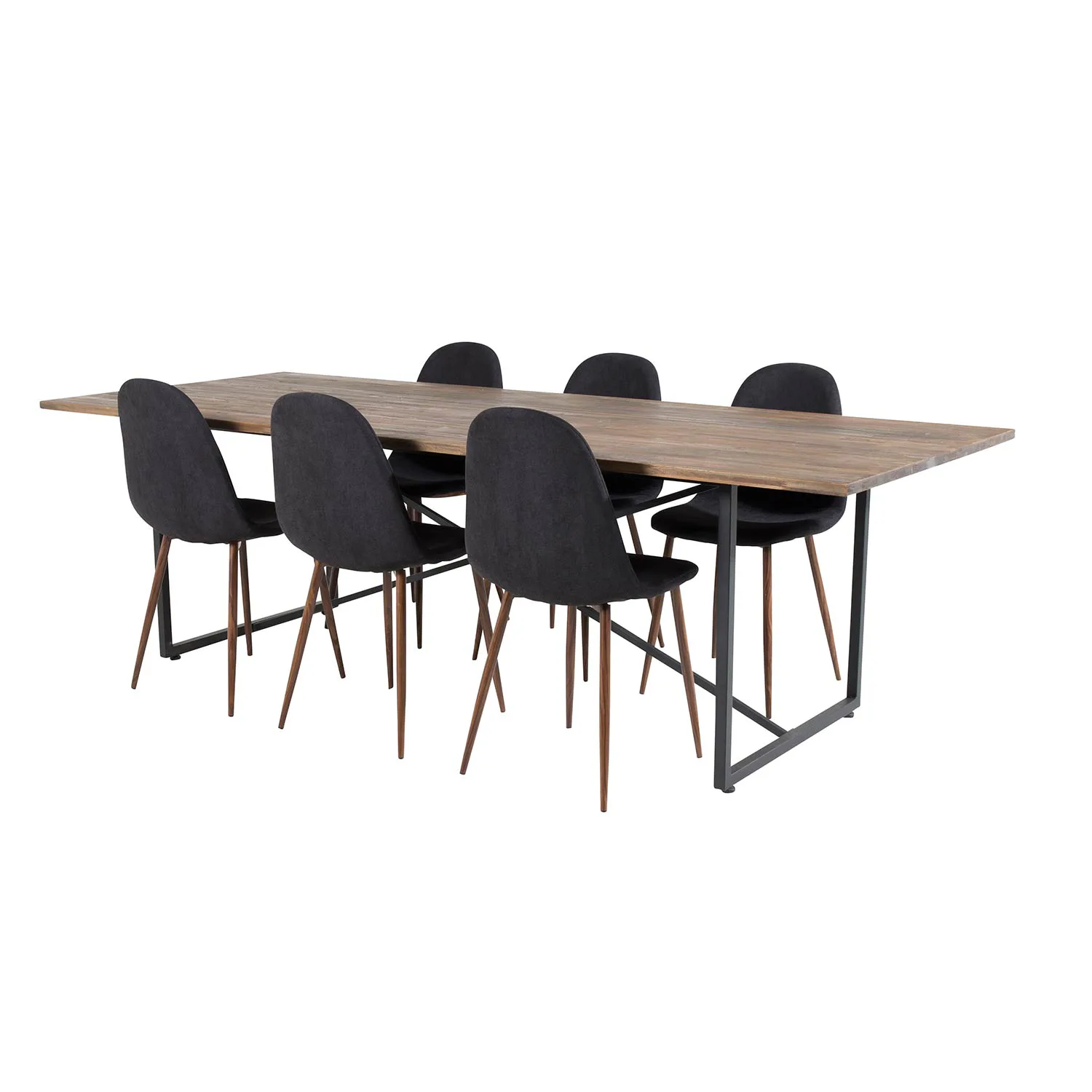 Matgrupp Venture Home Peo med 6 Pobbie Stolar Polyestertyg Teak/Svart/Valnöt