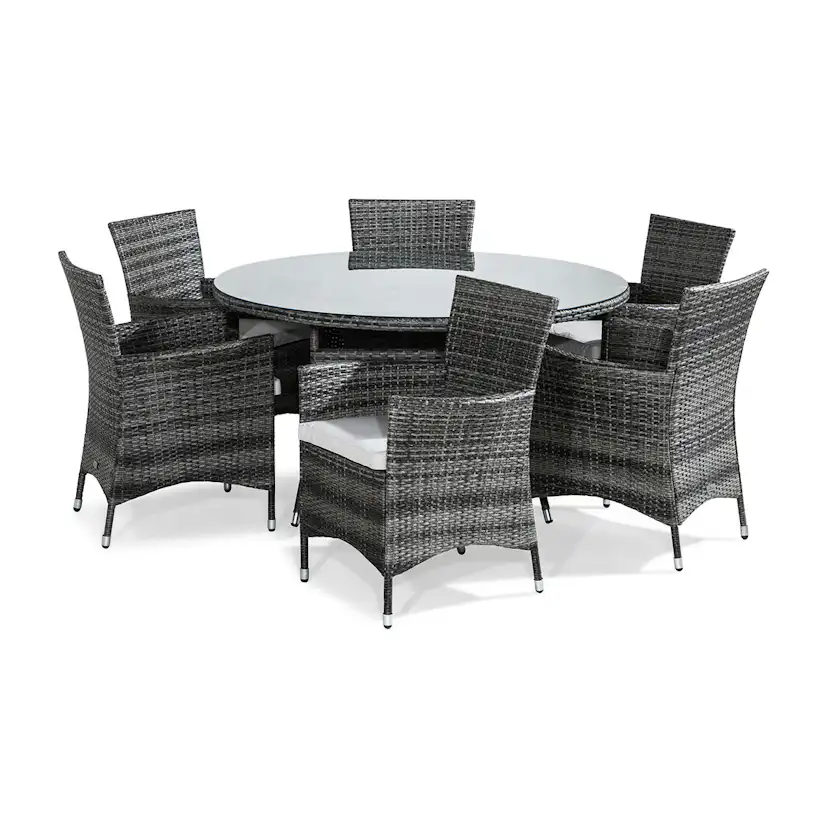 Trädgårdsgrupp Comfort Garden Thor Matgrupp 140 cm Rund inkl 6 Fåtöljer