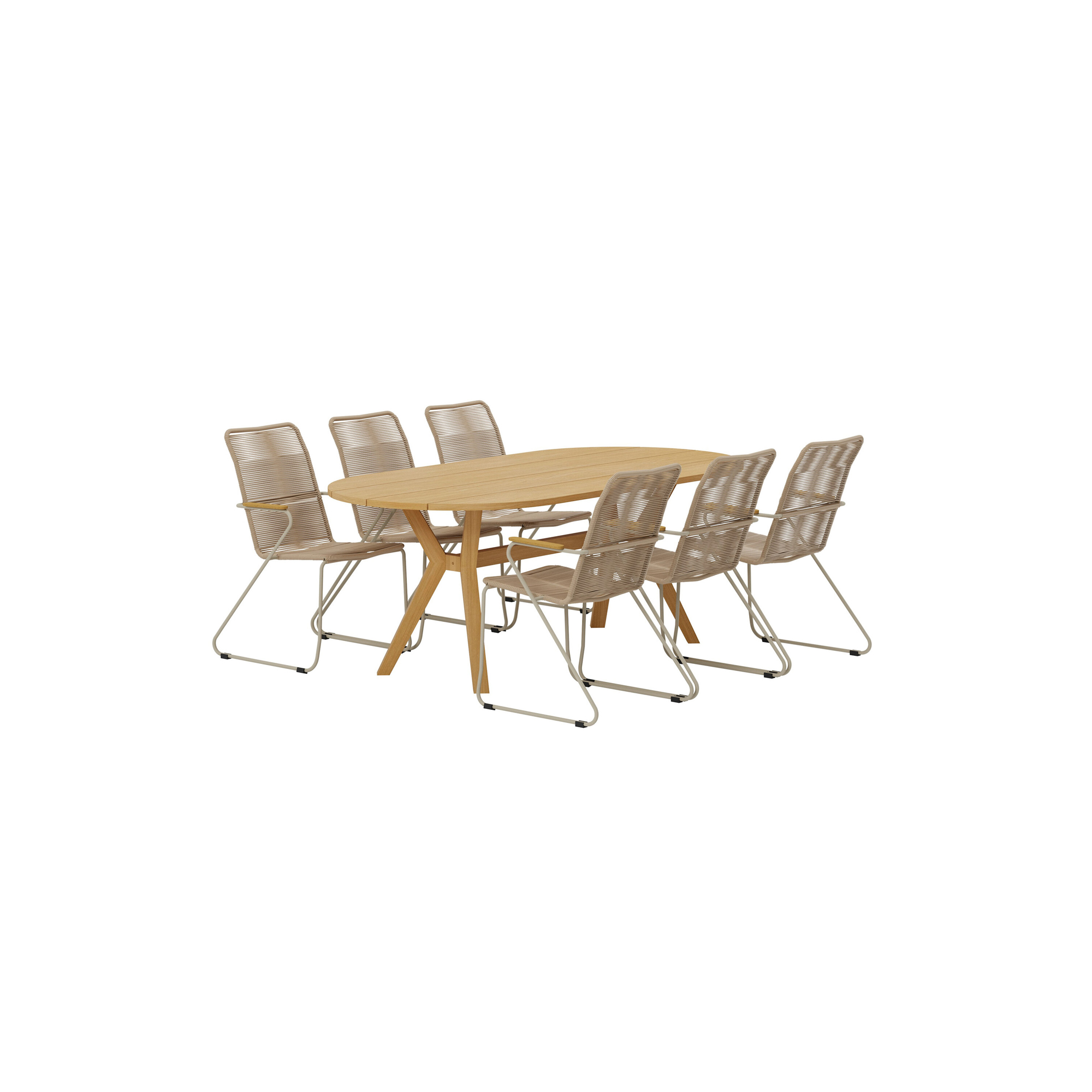 Matgrupp Utomhus Venture Home Kenya 90x200 cm med 6 st Bois Trädgårdsstolar