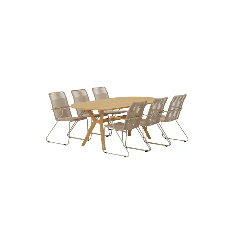 Matgrupp Utomhus Venture Home Kenya 90x200 cm med 6 st Bois Trädgårdsstolar