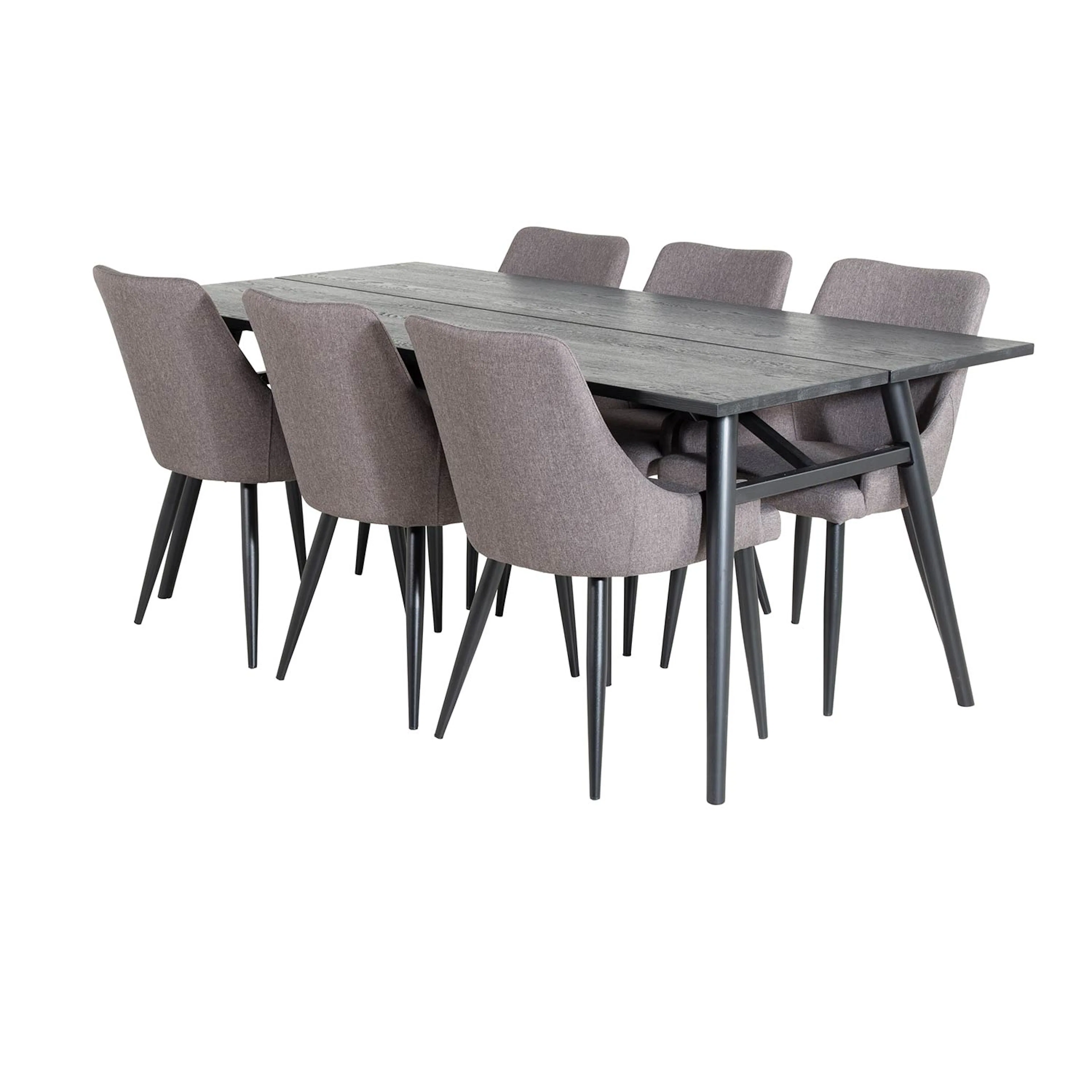 Sleek Extentiontable Black Brushed-Plaza Chair-Dark Grey_6 Svart/Mörkgrå