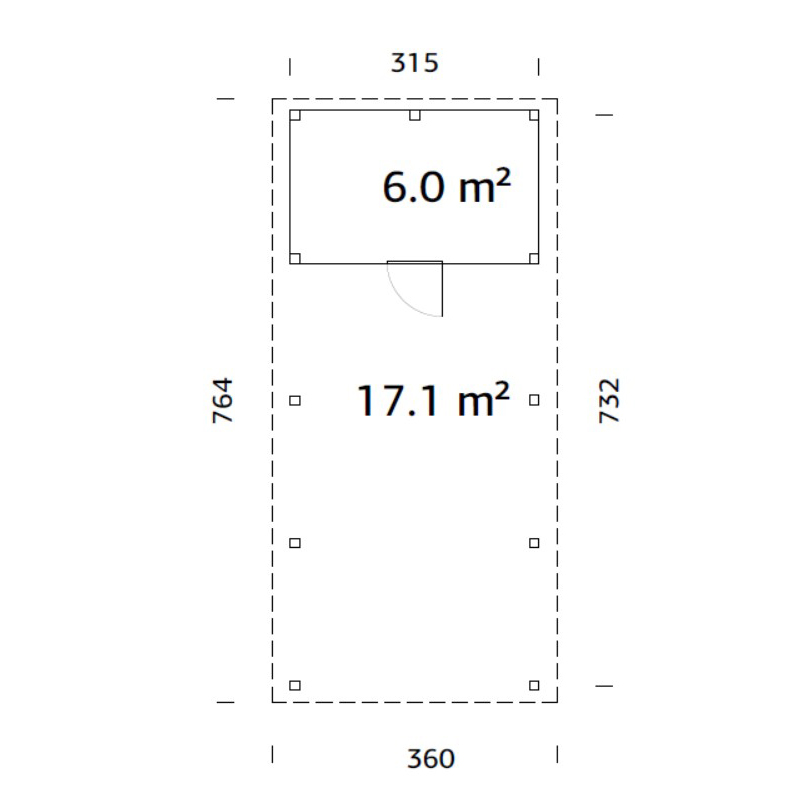 Carport Palmako Karl 23,1 m2 med Förråd