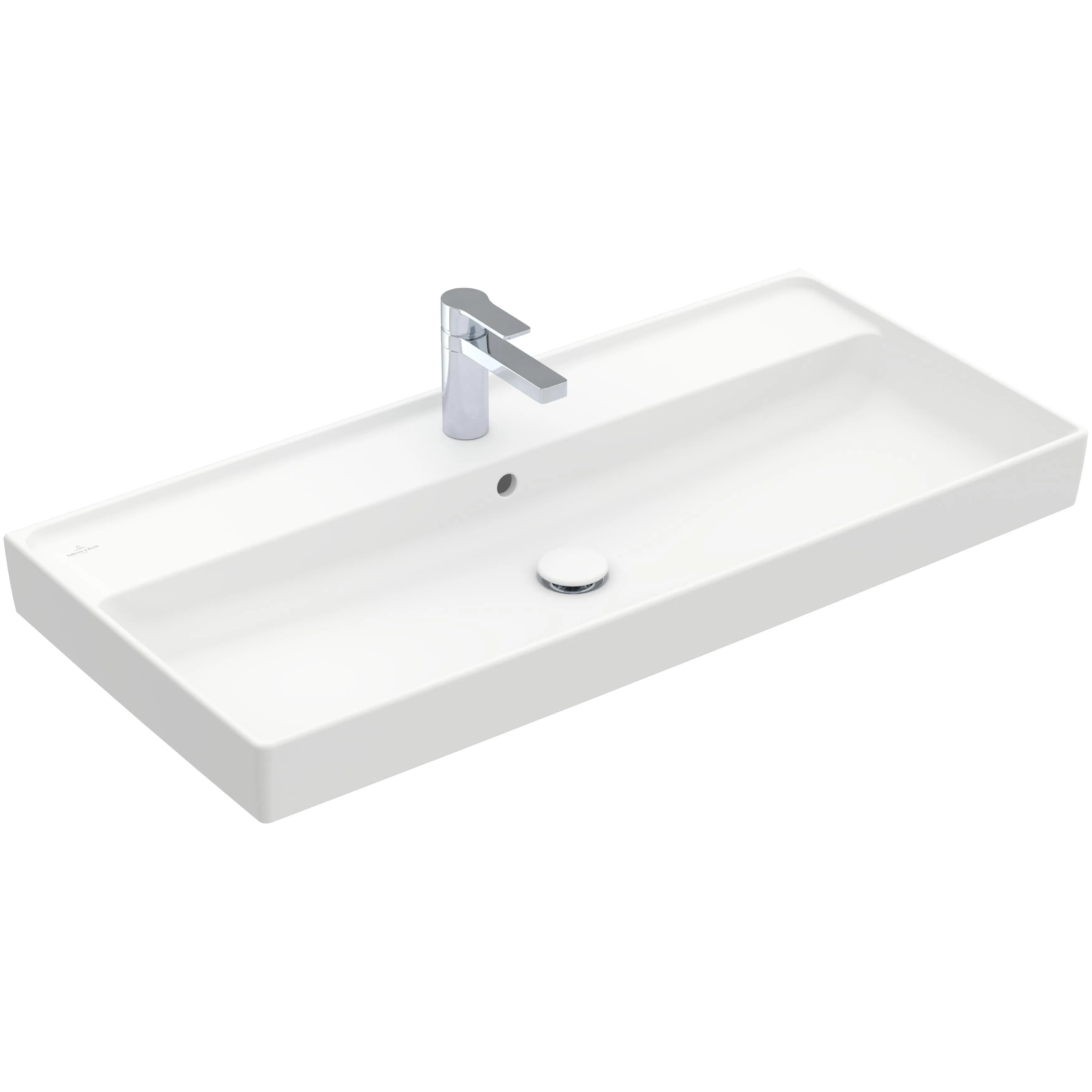 Tvättställ villeroy & Boch Collaro 4A33A5RW Stenvit CeramicPlus, Med Bräddavlopp, 1000 mm, Med Blandarhål, för Trehålsblandare