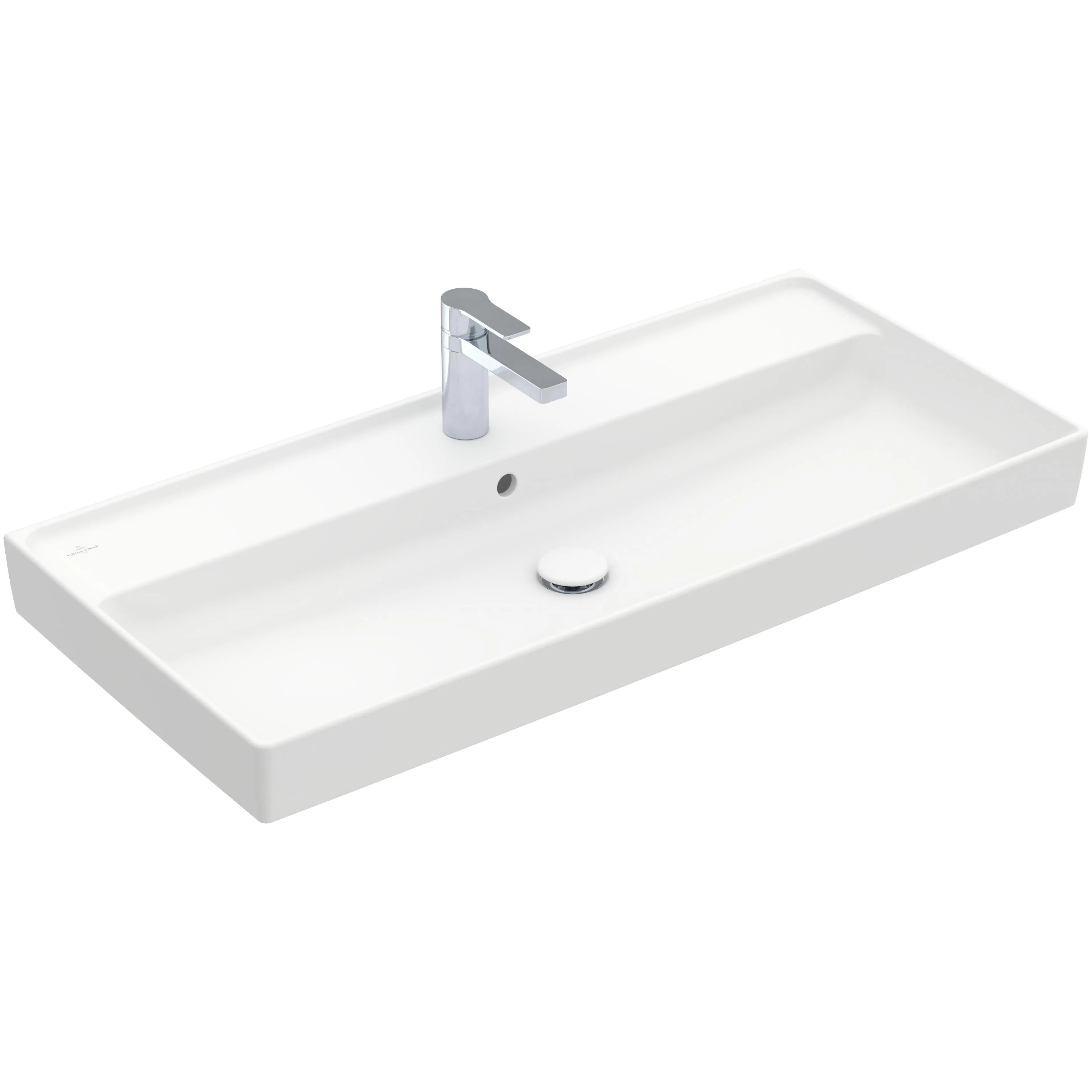 Tvättställ villeroy & Boch Collaro 4A33A5RW Stenvit CeramicPlus, Med Bräddavlopp, 1000 mm, Med Blandarhål, för Trehålsblandare