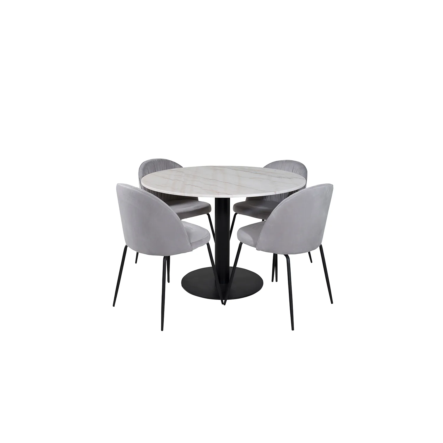 Estelle Round Dining Table ø106+ Wrinkles Dining Chair Vit/Svart/Grå