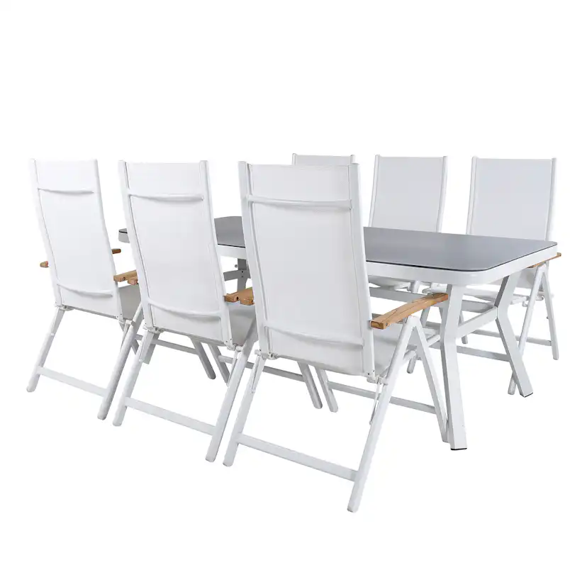 Matgrupp Venture Home Virya 160x90 cm med 6 Panama Positionsfåtöljer