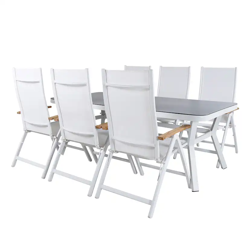 Matgrupp Venture Home Virya 160x90 cm med 6 Panama Positionsfåtöljer