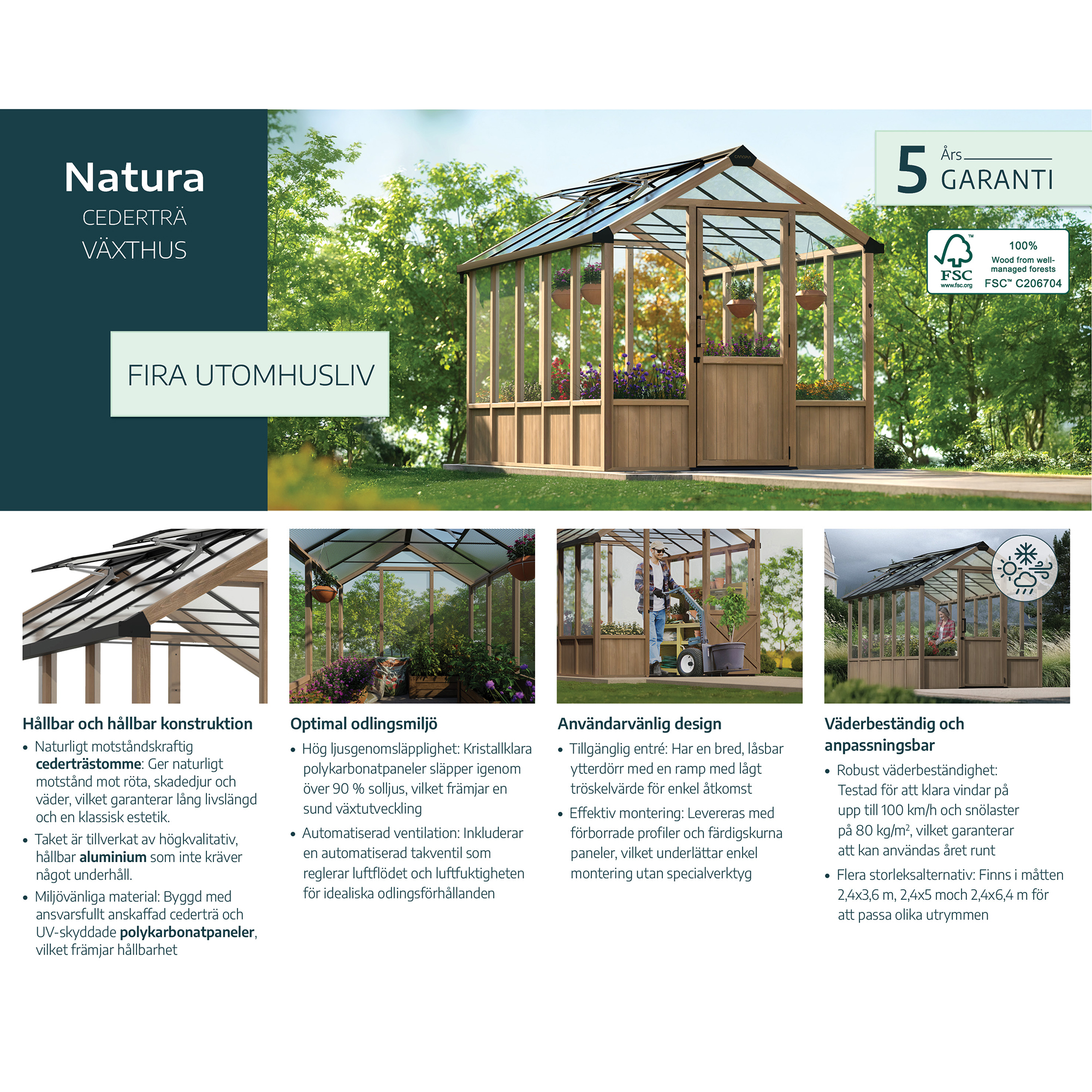 Canopia Natura - Växthus i cederträ, byggsats