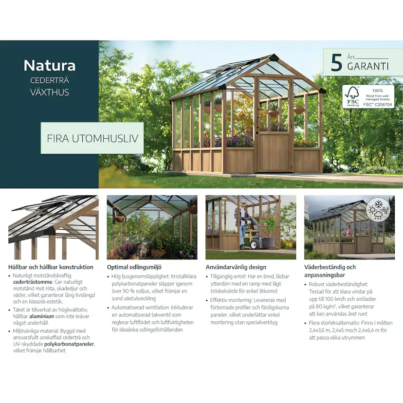 Canopia Natura - Växthus i cederträ, byggsats