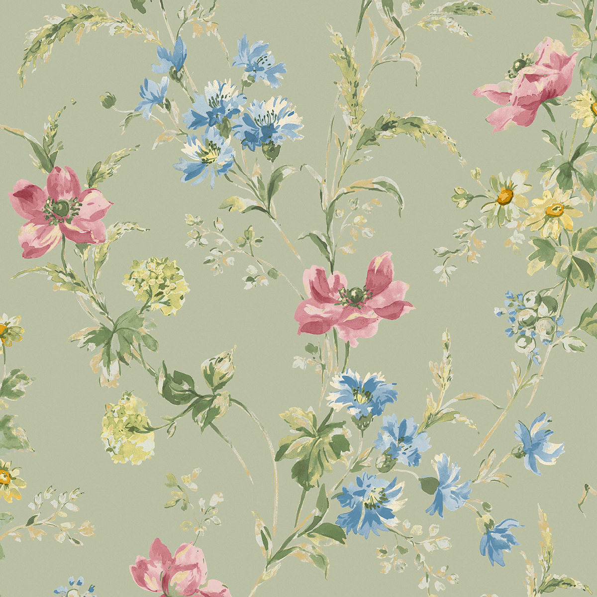 Tapet Laura Ashley Poppy Meadow Grön