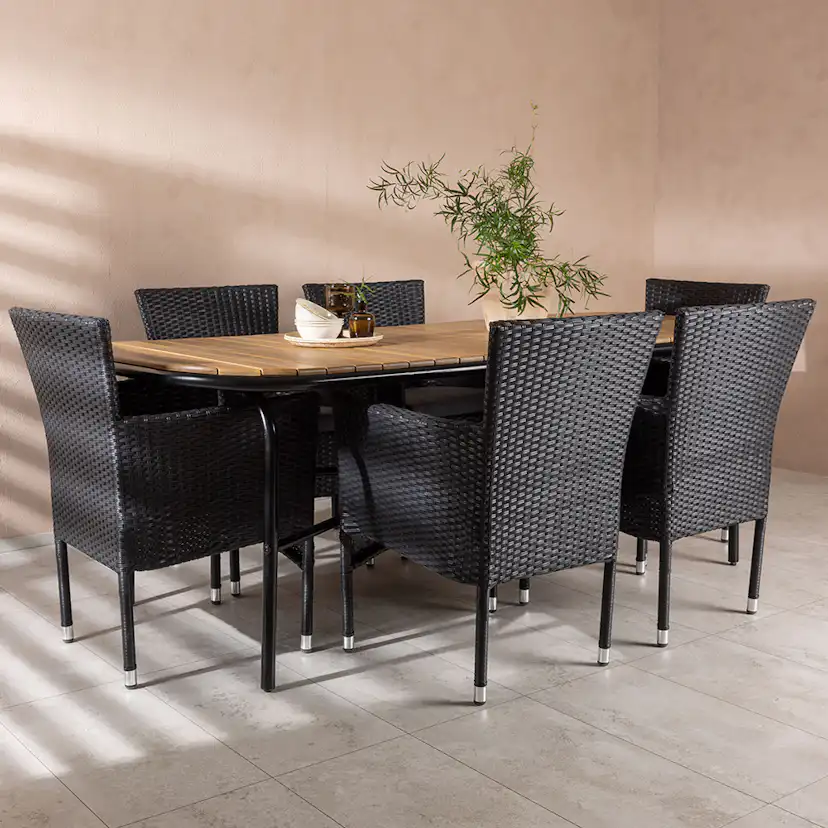 Matgrupp Venture Home Holmbeck Bord med 6 Malina Stolar
