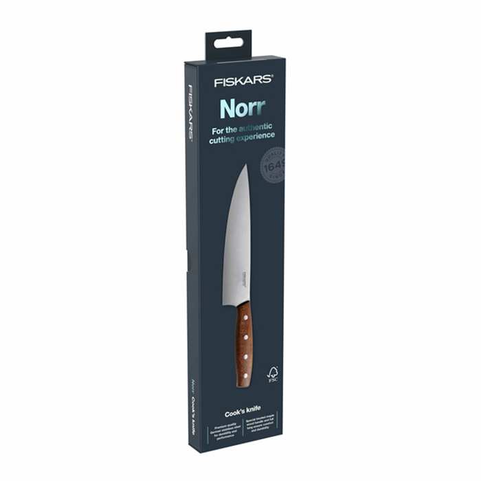 Fiskars Kockkniv Norr – 20 cm Allroundkniv med Trähandtag & Precision