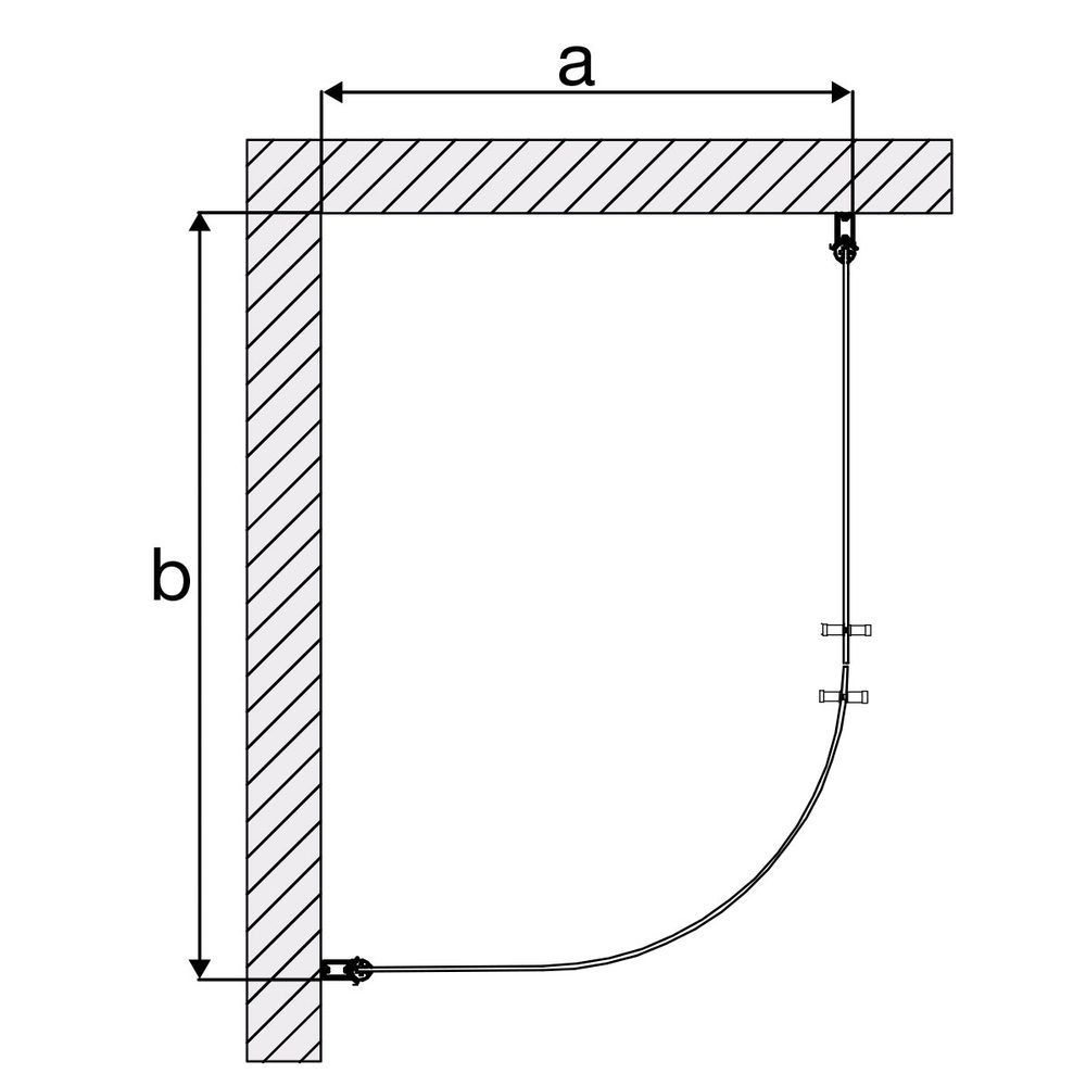 Duschhörn Arrow Free + Door/DuoDoor Klarglasx672x870
