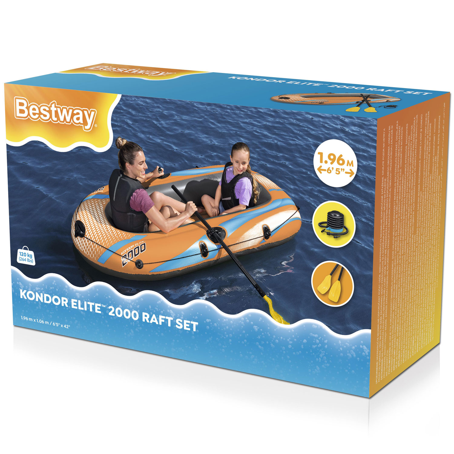 Gummibåt Bestway Kondor Elite 2000 196 x 106 cm inkl. tillbehör