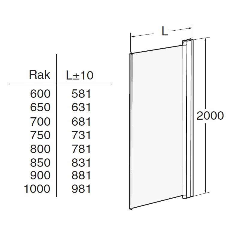 Duschdörr Contura Shower Space Rak SPVK 900 mm BxH:900x2000