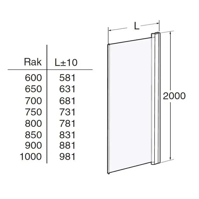Duschdörr Contura Shower Space Rak SPVK 900 mm BxH:900x2000