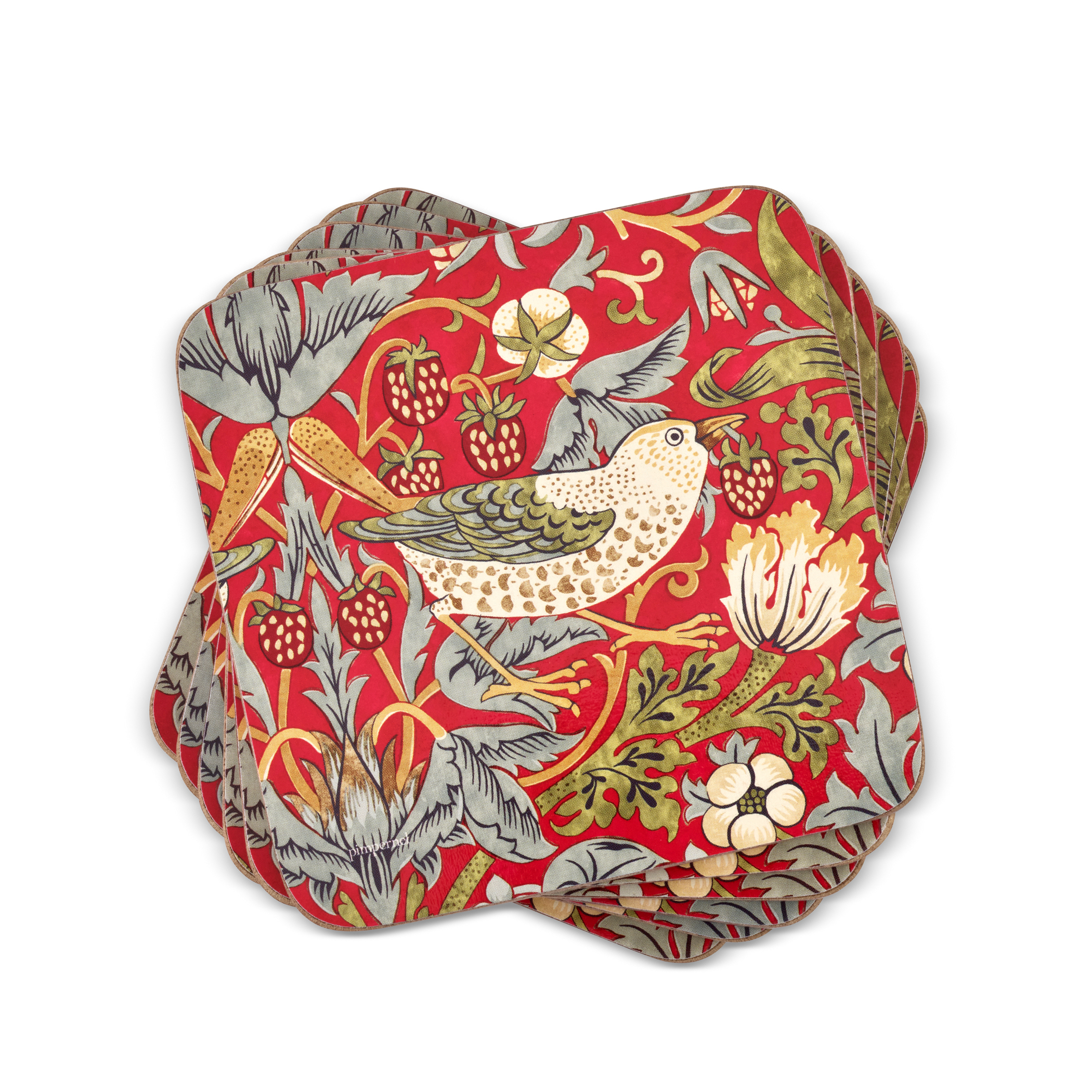 Glasunderlägg Pimpernel Strawberry Thief 6-pack