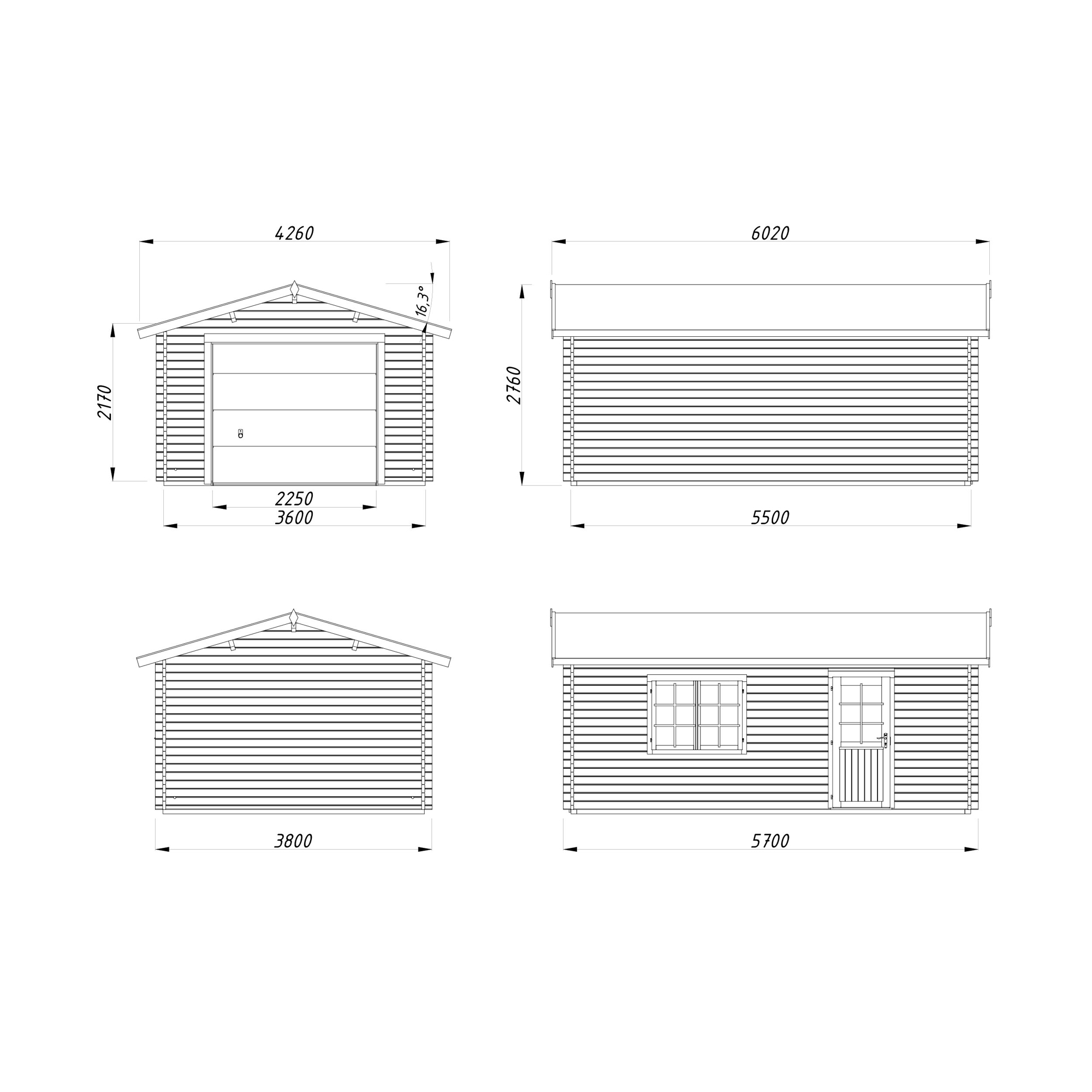 Garage Roger 19,0 m2 med Takskjutport Obehandlad
