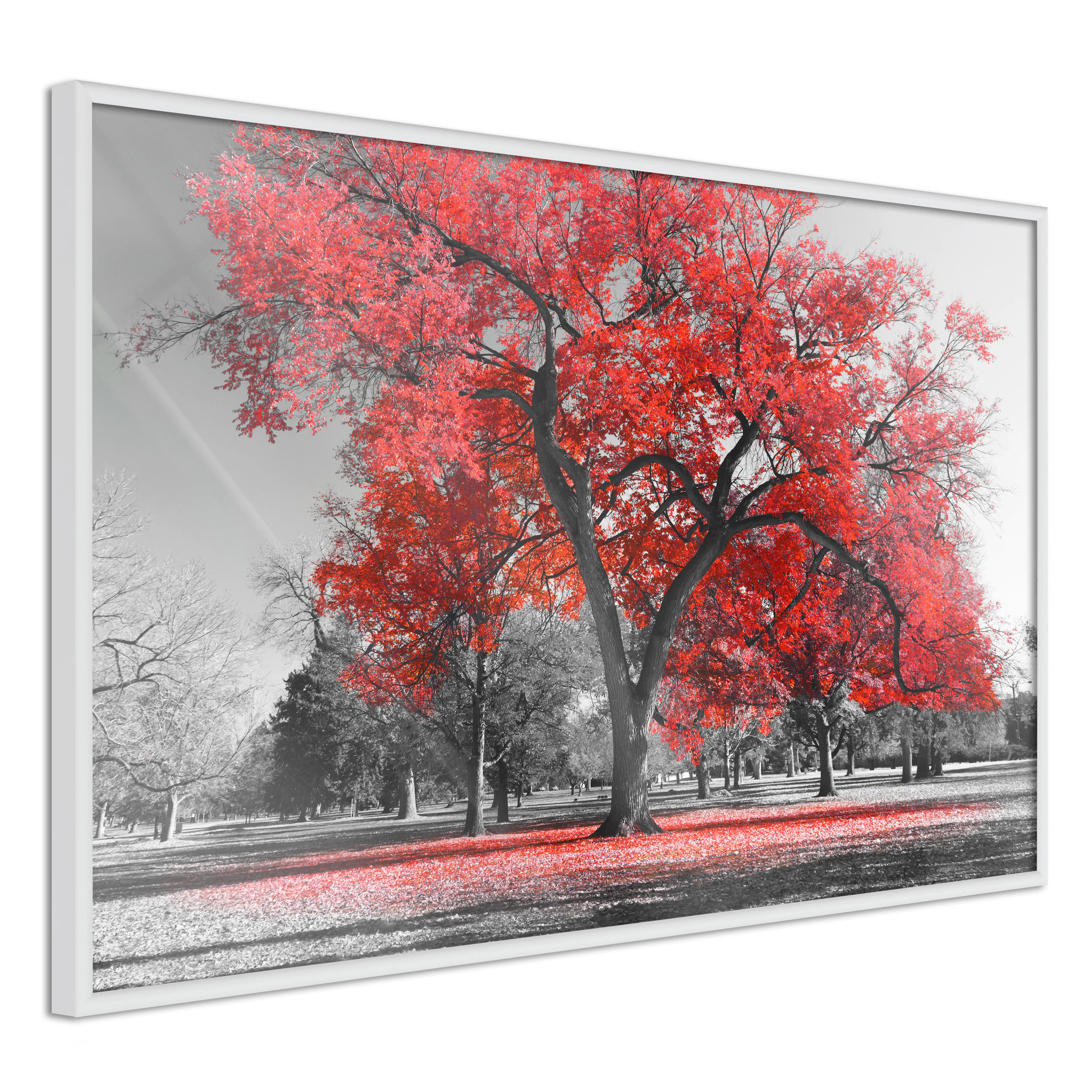 Poster Artgeist Affisch Autumn in the Park Red