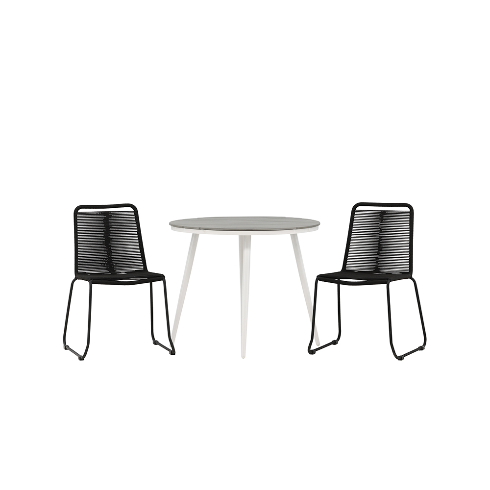 Cafégrupp Venture Home Break Ø90 cm med 2 Lindos Trädgårdsstolar Utomhus