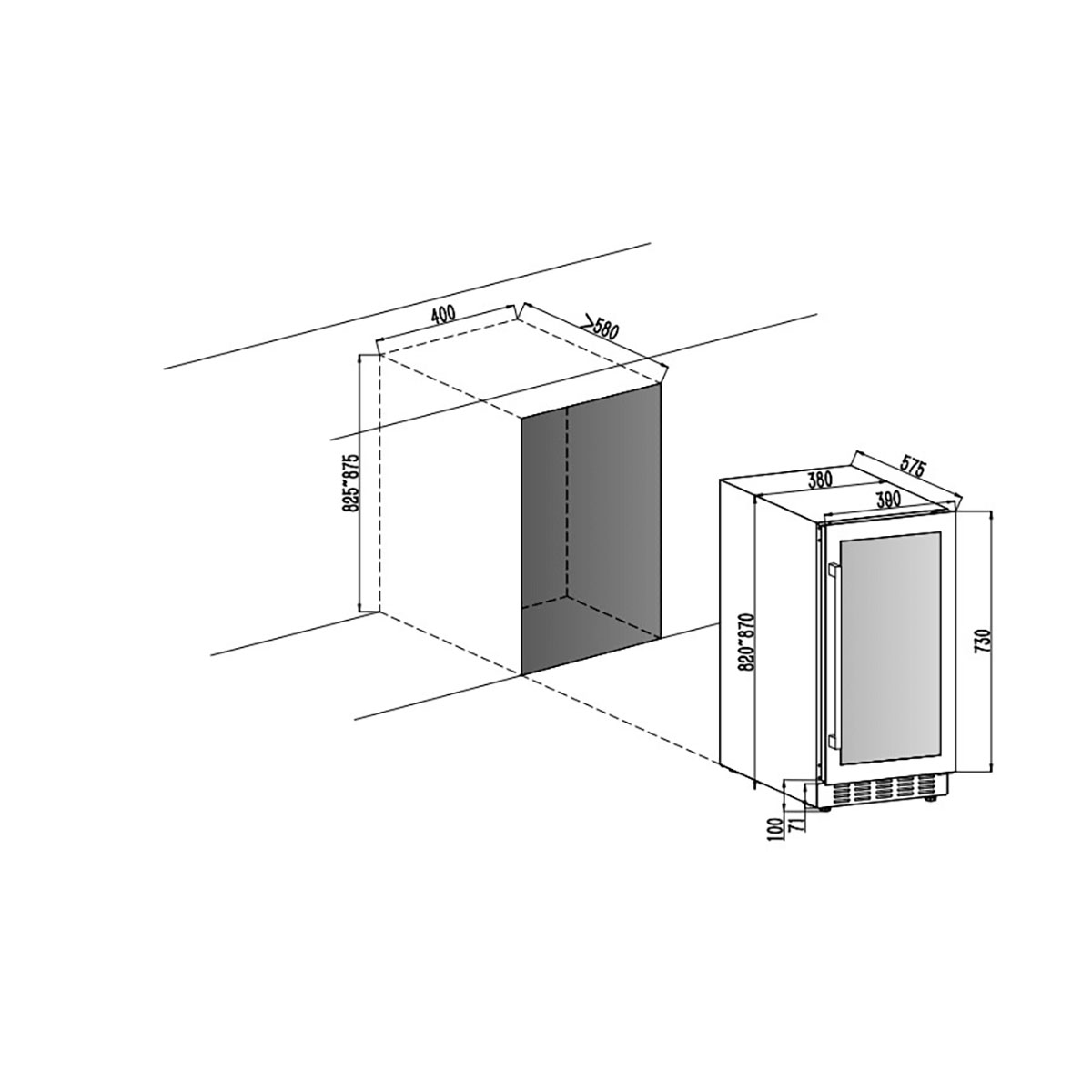 Vinkyl Cavin Arctic Collection 40D Fullglass Svart Inbyggbar med 2 Zoner