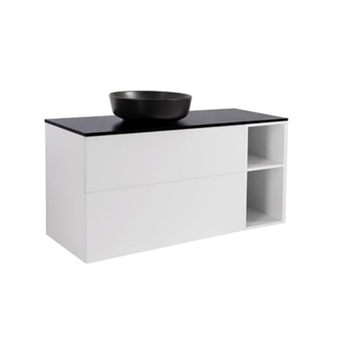A IS90+30Ö VIT BS SV+TS RUSV Färg: Vit, Färg Tvättställ: Svart, Färg Bänkskiva: Svart, Rund Form, Storlek: 740x1210 mm