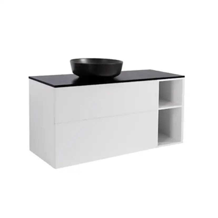 A IS90+30Ö VIT BS SV+TS RUSV Färg: Vit, Färg Tvättställ: Svart, Färg Bänkskiva: Svart, Rund Form, Storlek: 740x1210 mm