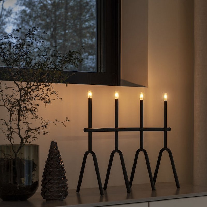 Adventsljusstake Gnosjö Konstsmide Metall Svart 4 LED