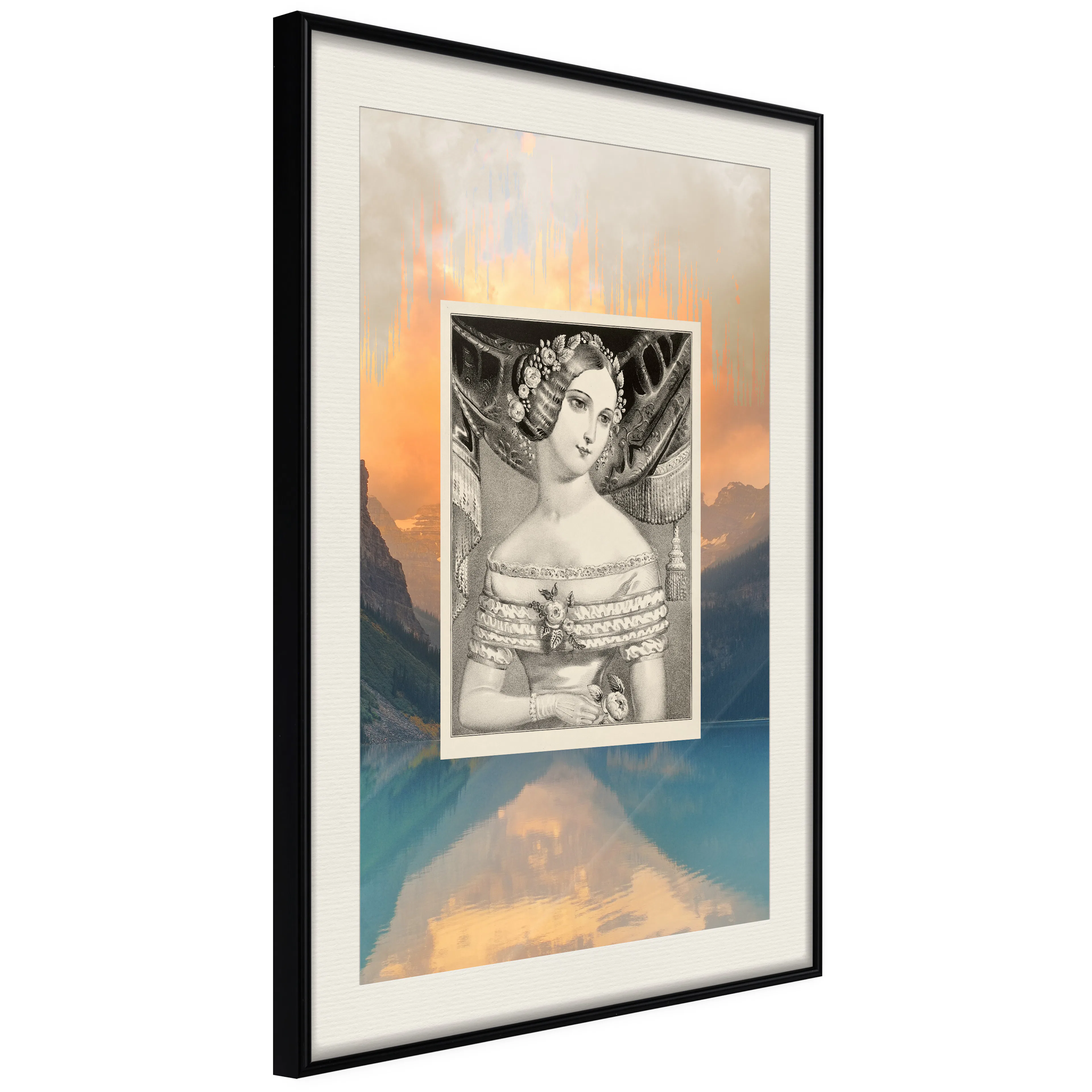 Affisch - Retro Portrait [Poster] 30x45 Svart ram med passepartout, 30x45 cm