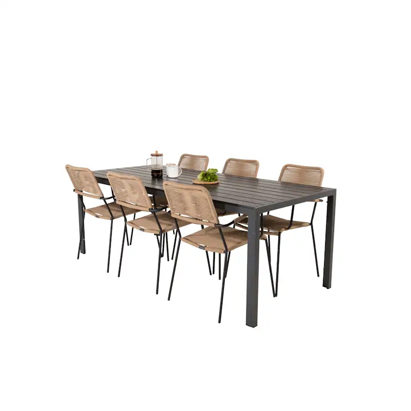 Matgrupp Utomhus Venture Home Bront 205/90 med 6 Leon KarmTrädgårdsstolar
