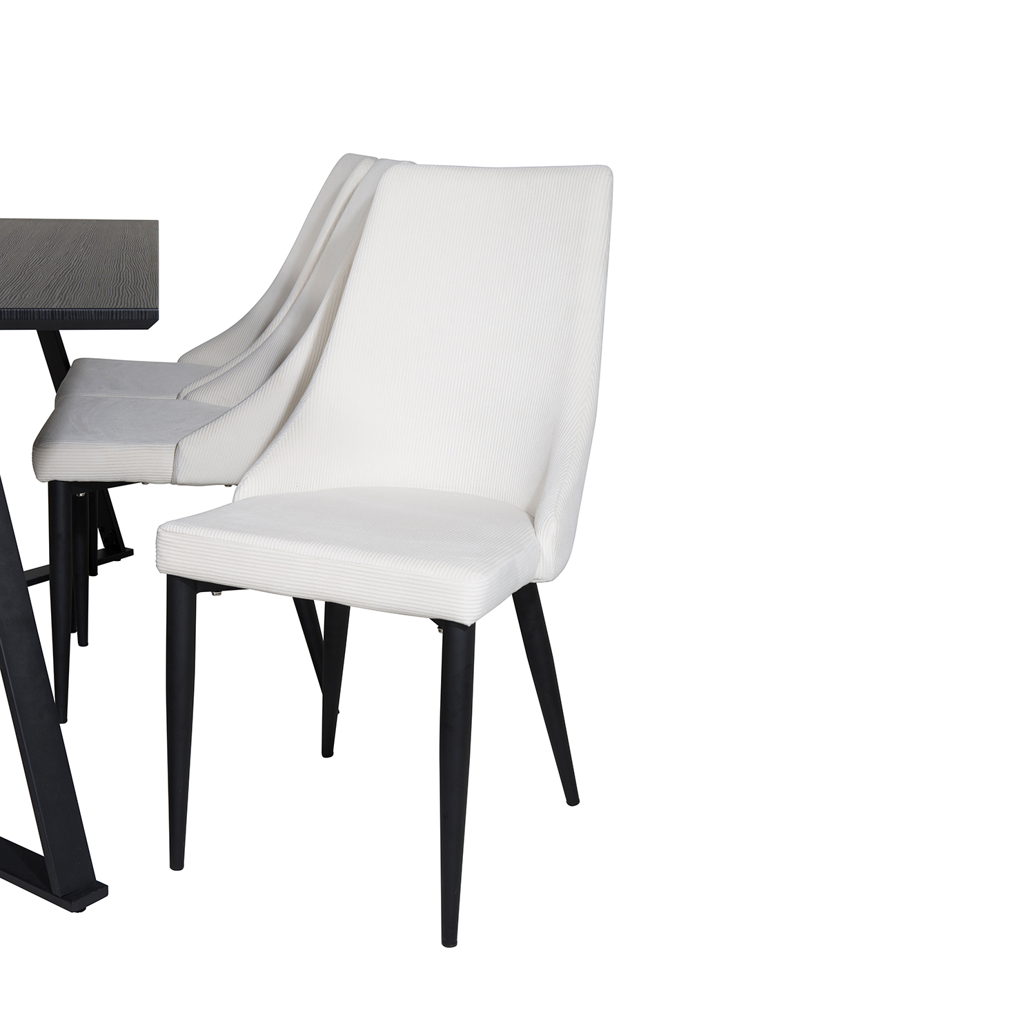 Marina Table - Black top /Leone Chair - Beige / Black_6 Svart/Beige