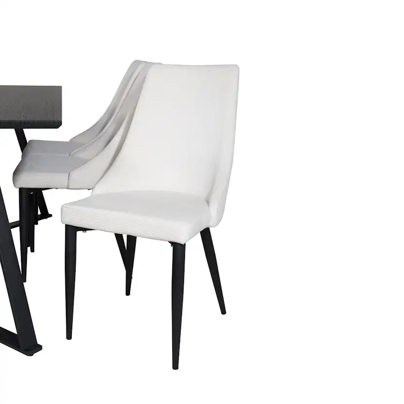 Marina Table - Black top /Leone Chair - Beige / Black_6 Svart/Beige