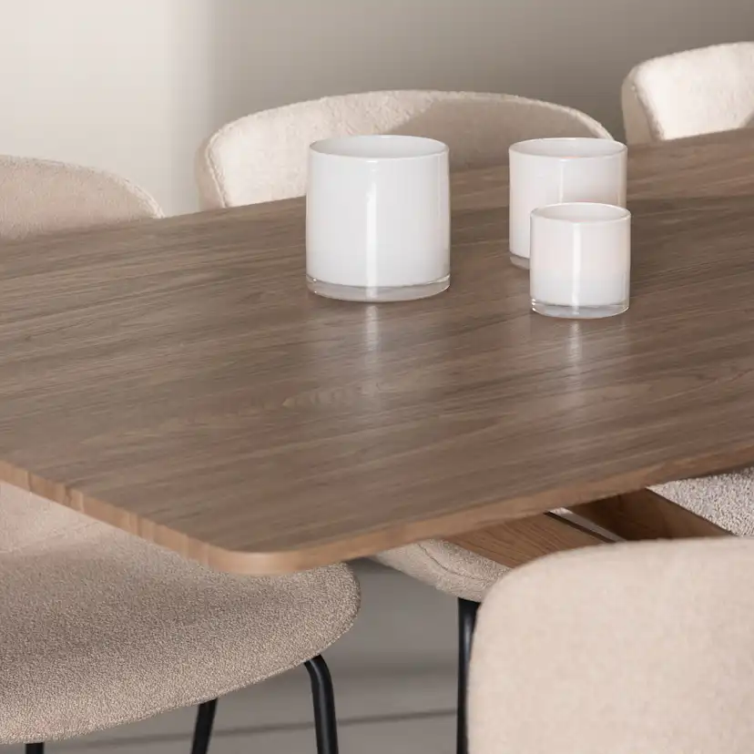 Piazza Dining Table with Modesto Dining Chair Mocka/Beige