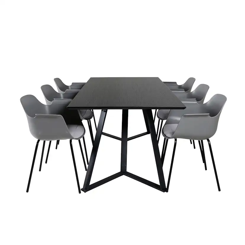 Marina Dining Table - Black top / Black Legs , Comfort Plast Grå